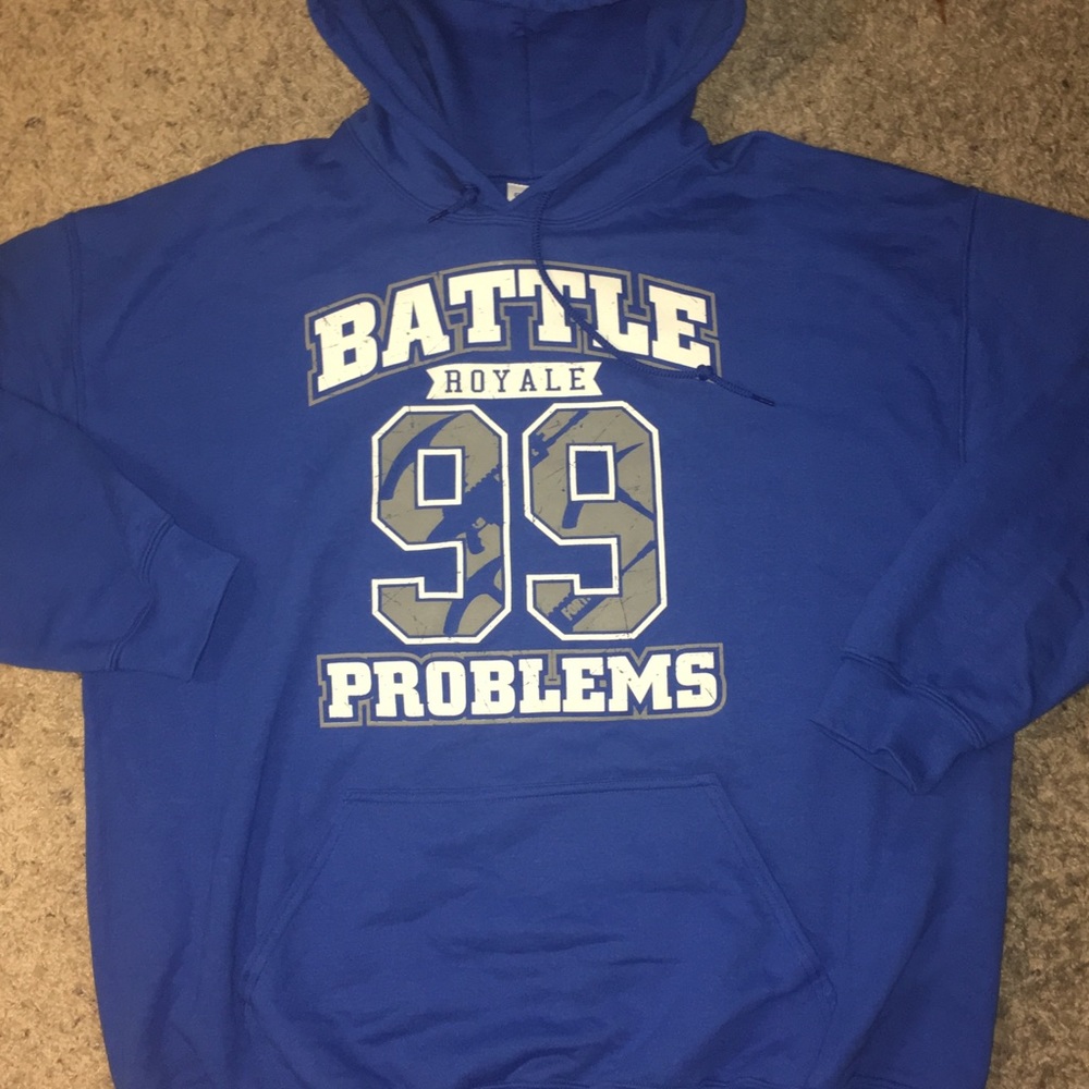 99 Problems Battle Royale Hoodie Sz XL Royal Blue